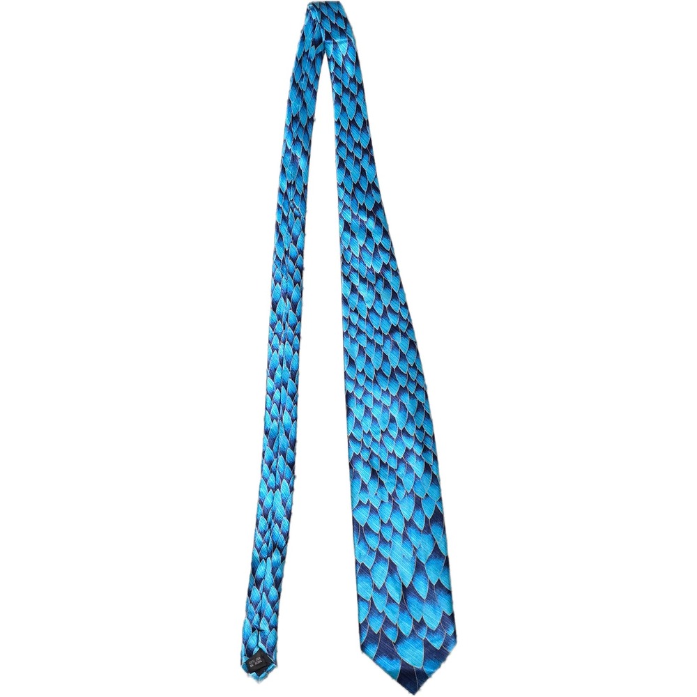 John Blair Necktie Mens One Size Blue Silk Scale Pattern Excellent Formal Tie